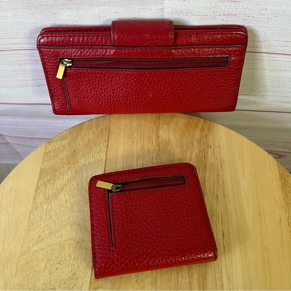 Fossil‎ Red Pebble 2 piece Wallet Set
